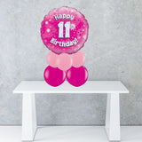 Age 11 Pink Holographic Foil Balloon Centrepiece