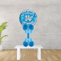 Age 14 Blue Holographic Foil Balloon Display