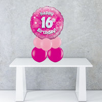 Age 16 Pink Holographic Foil Balloon Centrepiece