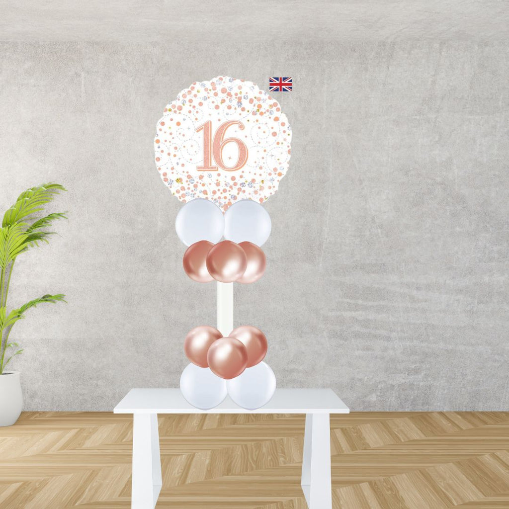 Age 16 Rose Gold Fizz Foil Balloon Display