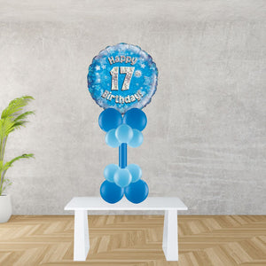 Age 17 Blue Holographic Foil Balloon Display