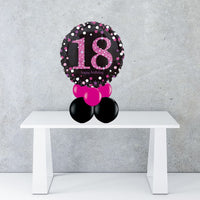 Age 18 Black And Pink Foil Balloon Centrepiece