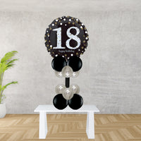 Age 18 Black And Silver Foil Balloon Display