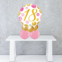 Age 18 Pink & Gold Dots Foil Balloon Centrepiece