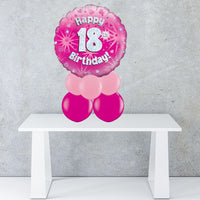 Age 18 Pink Holographic Foil Balloon Centrepiece