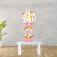 Age 18 Pink And Rose Gold Spots Foil Balloon Display
