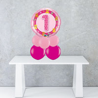 Age 1 Pink Foil Balloon Centrepiece