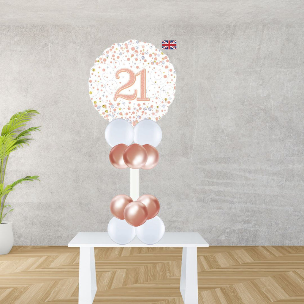 Age 21 Rose Gold Fizz Foil Balloon Display