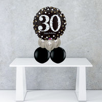 Age 30 Black And Silver Foil Balloon Centrepiece