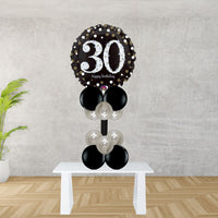 Age 30 Black And Silver Foil Balloon Display