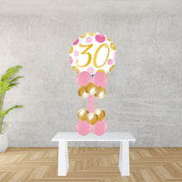 Age 30 Pink And Rose Gold Spots Foil Balloon Display