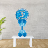 Age 3 Blue Holographic Foil Balloon Display