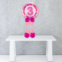 Age 3 Pink Foil Balloon Display