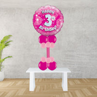 Age 3 Pink Holographic Foil Balloon Display