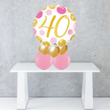 Age 40 Pink & Gold Dots Foil Balloon Centrepiece