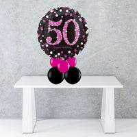 Age 50 Black & Pink Foil Balloon Centrepiece