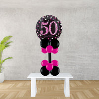 Age 50 Black And Pink Foil Balloon Display