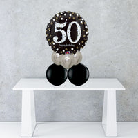 Age 50 Black And Silver Foil Balloon Centrepiece