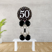 Age 50 Black And Silver Foil Balloon Display