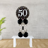 Age 50 Black And Silver Foil Balloon Display