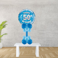 Age 50 Blue Holographic Foil Balloon Display