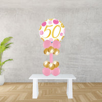 Age 40 Pink And Rose Gold Spots Foil Balloon Display