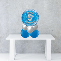 Age 5 Blue Holographic Foil Balloon Centrepiece