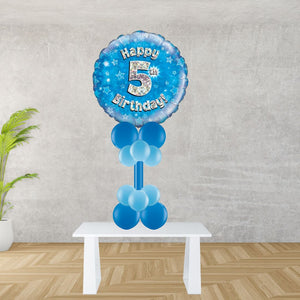 Age 5 Blue Holographic Foil Balloon Display