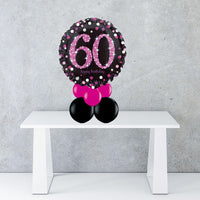 Age 60 Black & Pink Foil Balloon Centrepiece