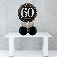 Age 60 Black And Silver Foil Balloon Centrepiece