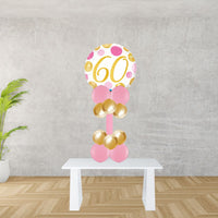 Age 60 Pink And Rose Gold Spots Foil Balloon Display