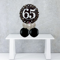 Age 65 Black And Silver Foil Balloon Centrepiece
