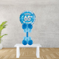 Age 65 Blue Holographic Foil Balloon Display