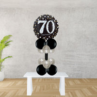 Age 70 Black And Silver Foil Balloon Display