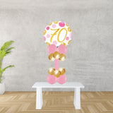 Age 70 Pink And Rose Gold Spots Foil Balloon Display