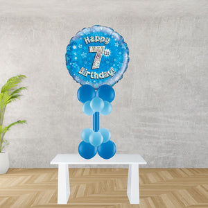 Age 7 Blue Holographic Foil Balloon Display