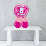 Age 8 Pink Holographic Foil Balloon Centrepiece