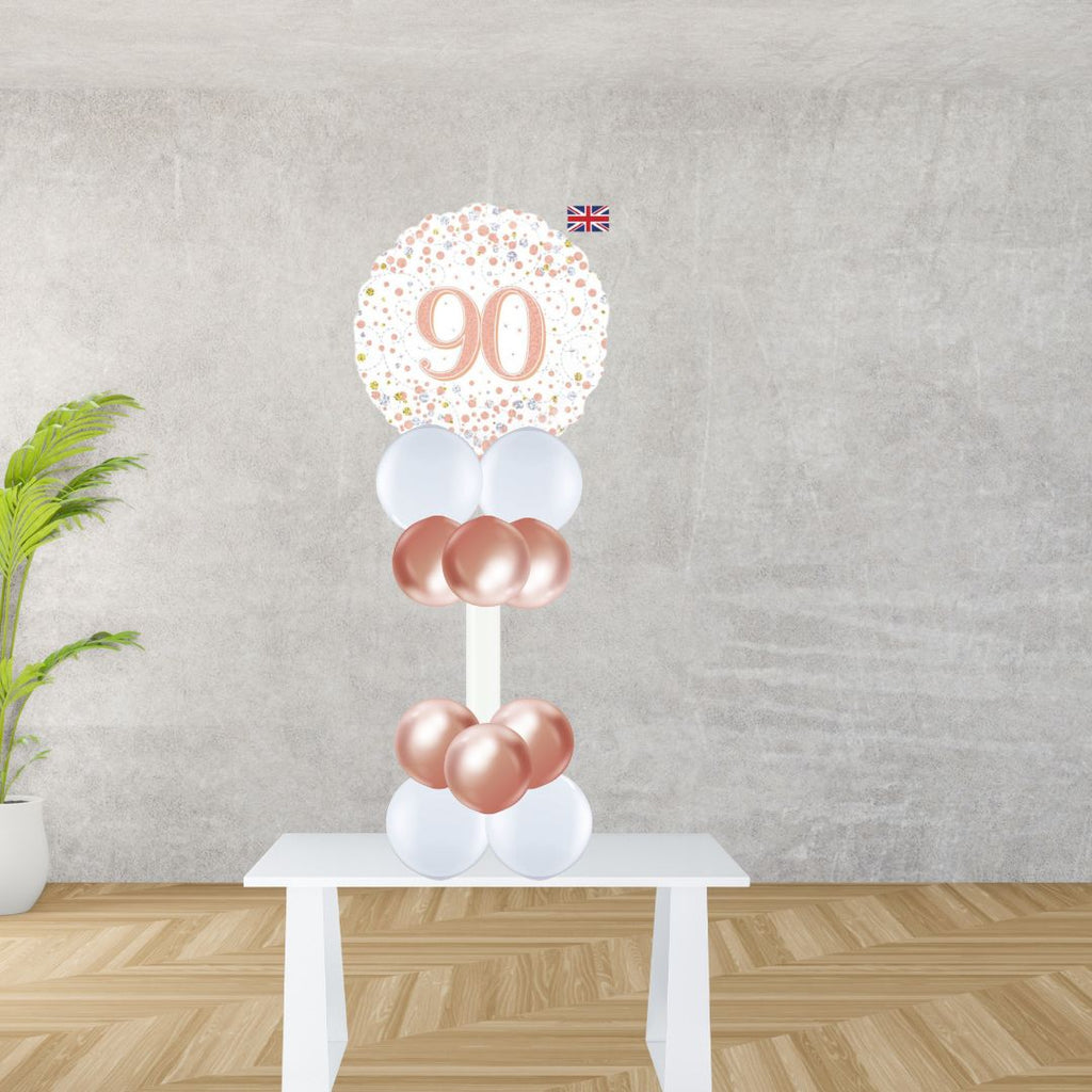 Age 90 Rose Gold Fizz Foil Balloon Display