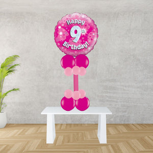 Age 9 Pink Holographic Foil Balloon Display