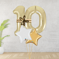 Age 10 Large Gold Double Number Display