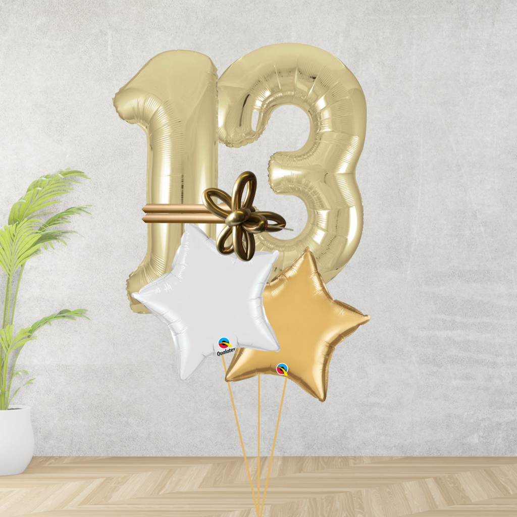 Age 13 Large Gold Double Number Display
