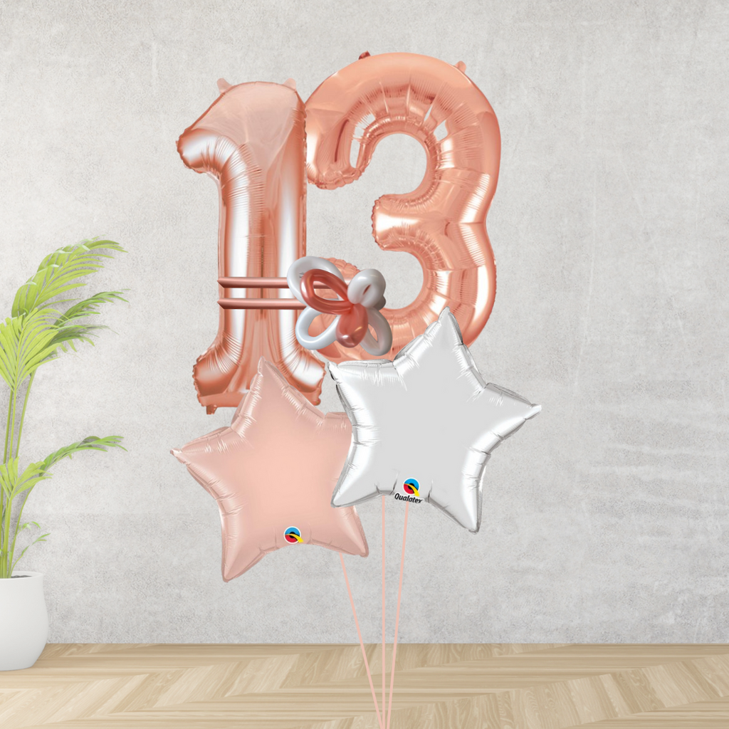 Age 13 Large Rose Gold Double Number Display