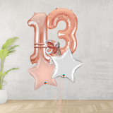 Age 13 Large Rose Gold Double Number Display