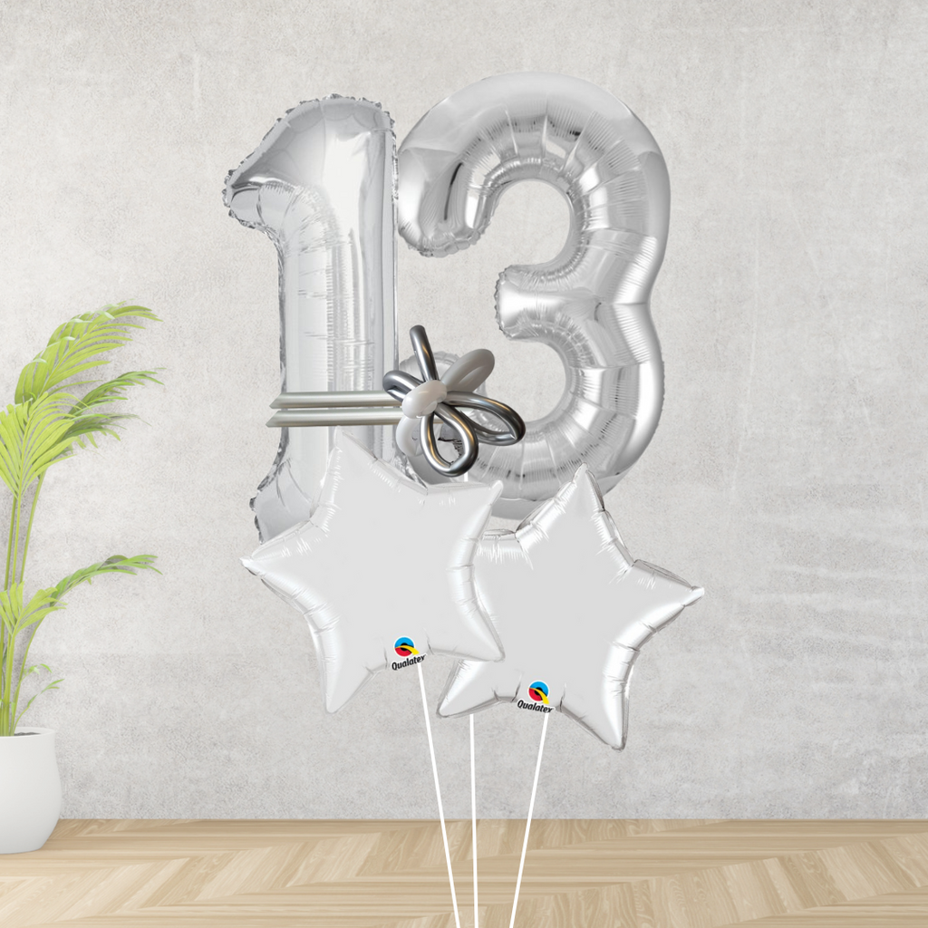 Age 13 Large Silver Double Number Display