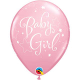 11" Pink Baby Girl Stars Latex Balloons (Pack 6 Uninflated)
