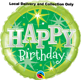 18" Birthday Green Sparkle Foil Balloon