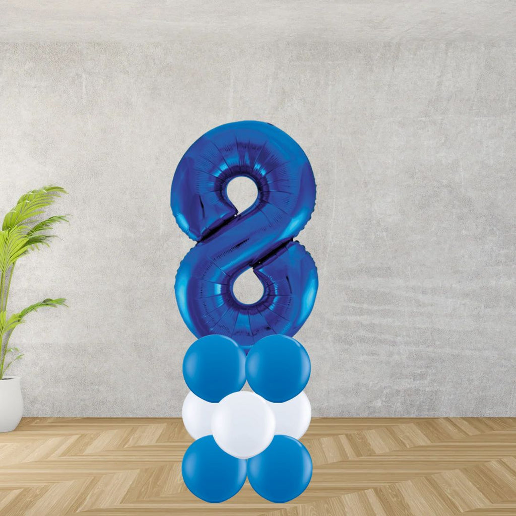 Blue Number 8 Balloon Stack