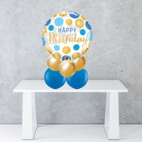 Blue & Gold Birthday Foil Balloon Centrepiece