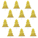 Gold Glitter Christmas Tree Cupcake Toppers (Pack of 12)