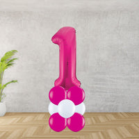 Hot Pink Number 1 Balloon Stack